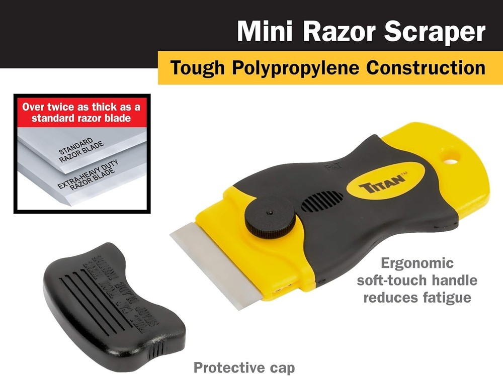 4-Inch Mini Razor Scraper | Includes 1 Extra Heavy-Duty Razor Blade