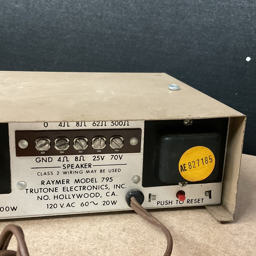 Trutone Electronics Inc. Raymer Model 795 Solid State Amplifier - Powers On