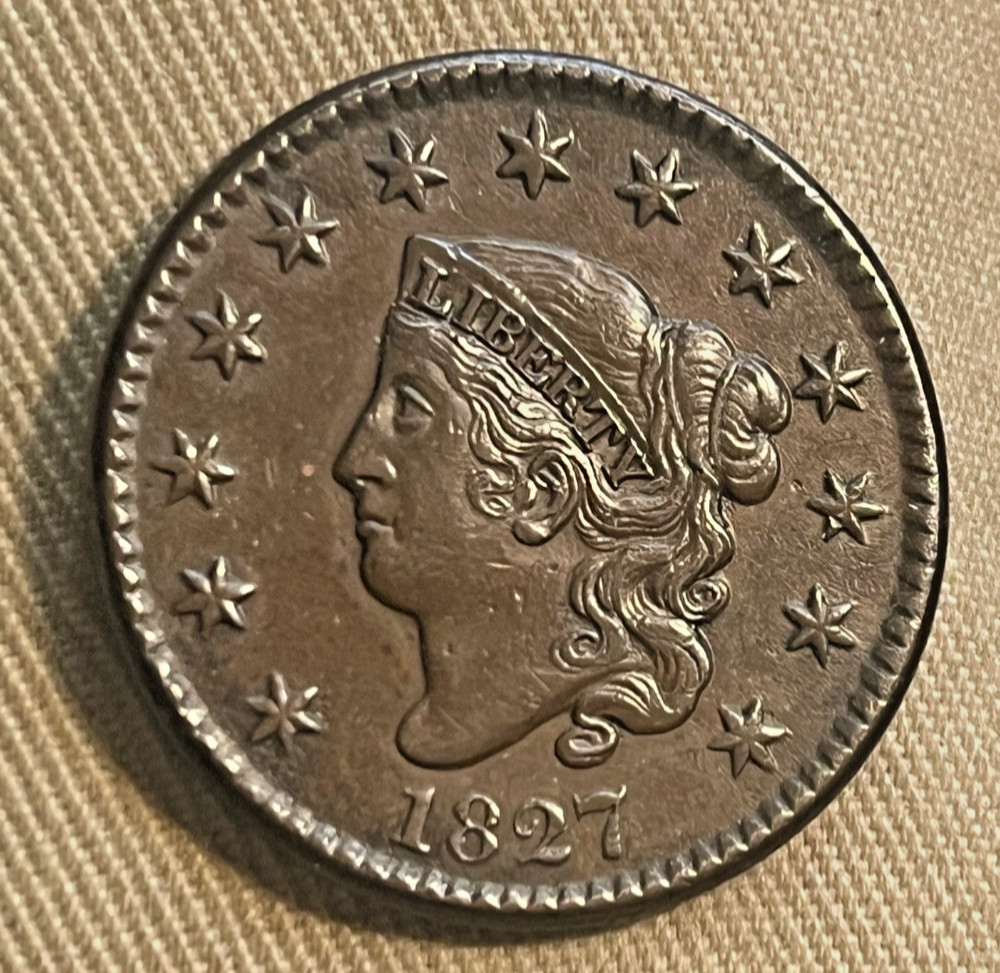 1827 Coronet head cent , better date & Grade