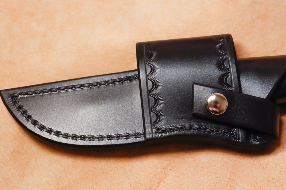 Custom Black Leather Crossdraw Sheath for Buck 119
