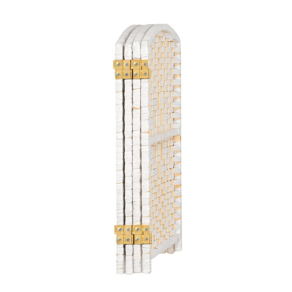 2 ft. Short Diamond Weave Fiber Folding Screen - White - 4 Panel