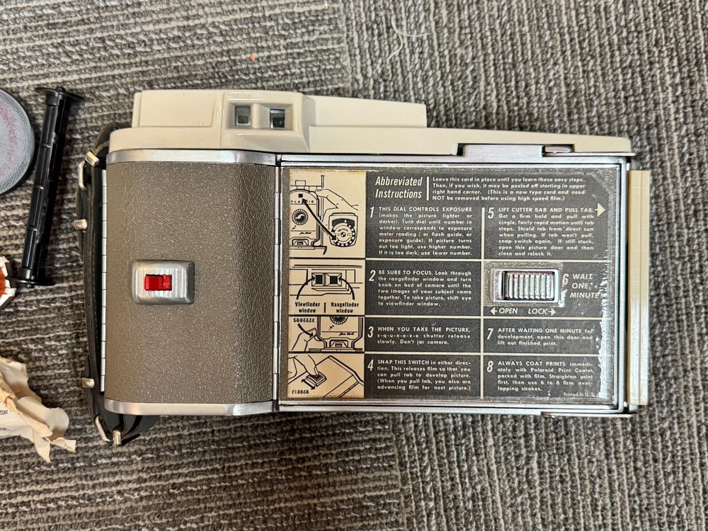 Polaroid Land Camera Model 800, Leather Carrying Case, filters, flash