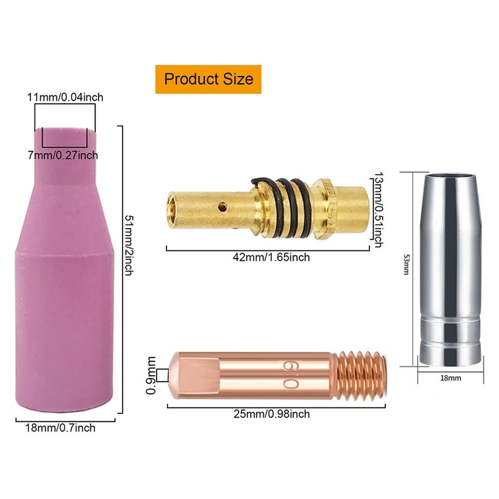 Welding Consumables Set for MB15 0 9mm Tips Compatible with For 15AK Torch