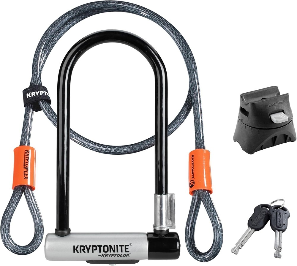 Kryptonite Kryptolok Standard Bike U-Lock w/ 4ft Security Cable, Bracket & Keys