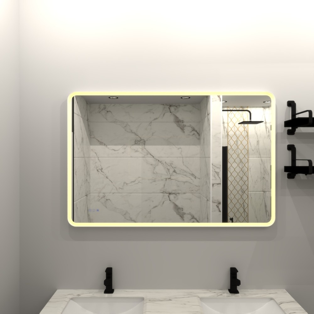 60x36 Rectangular Framed Dimmable Anti-Fod LED Wall Bathroom Vanity Mirror Light