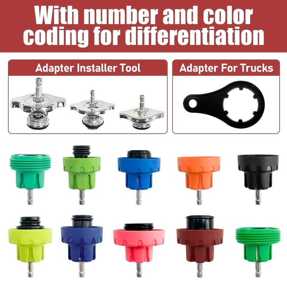 18Pcs Radiator Pump Pressure Leak Tester Detector Coolant System Test Tool Kit