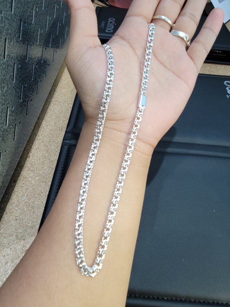 925 sterling silver Chino Link 22" mm Chain box Lock 24.0g Solid Cadena