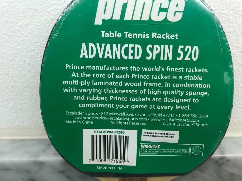 Prince Table Tennis Racket Advanced Spin 520 SSC Rated Bronze Series