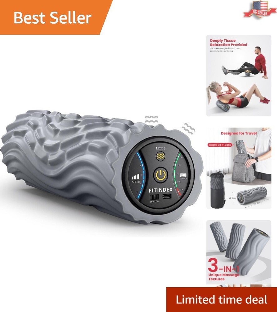 Rechargeable Vibrating Foam Roller - 5 Speeds for Yoga, Exercise & Post Workout