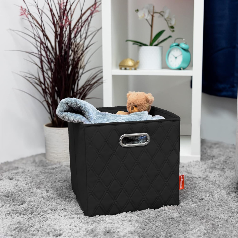 Large Collapsible Diamond Patterned Storage Cubes with Handles for Living Room,