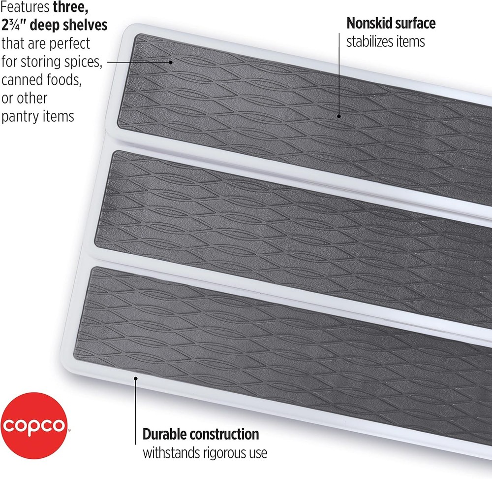 Copco 3-layer non-slip spice rack/storage rack, white/grey, non-slip design.