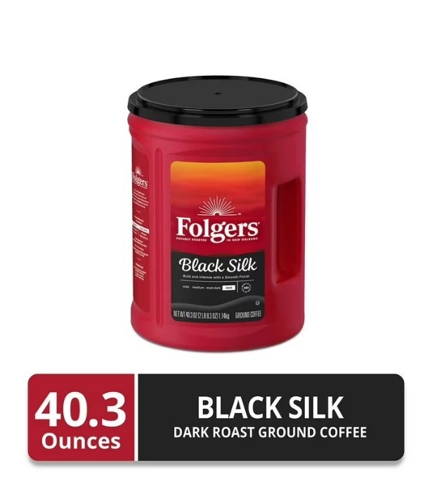 Folgers Dark Roast Ground Coffee, Black Silk, 40.3 oz.