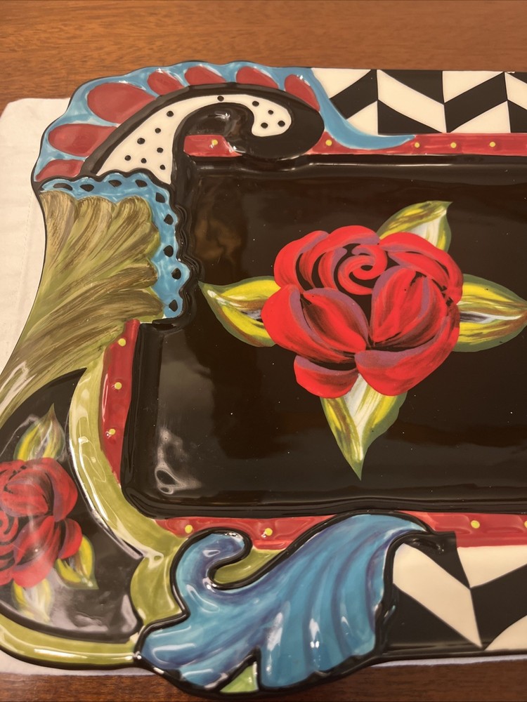 Joyce Shelton Ceramic Rose Platter Tray
