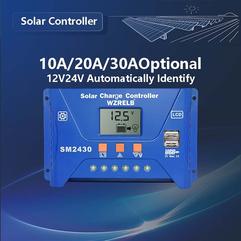 PWM Solar Panel Battery Charge LCD Controller 10A/20A/30A 12V/24VAuto Regulator