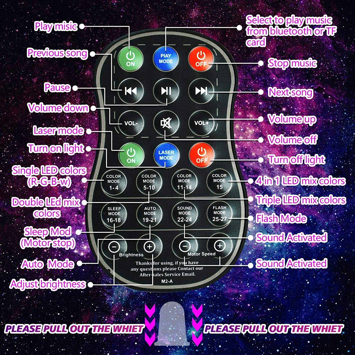 Projector Galaxy Starry Sky Night Light Ocean Star Party Speaker LED Lamp Remote