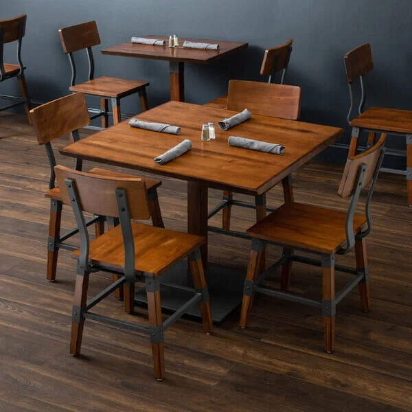 36'' Square Solid Wood Live Edge Restaurant Table Top in Walnut Wood Finish