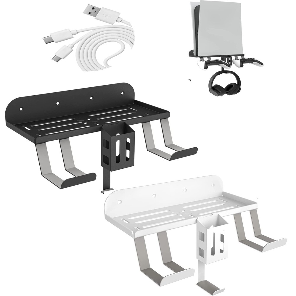 PS5 Console Wall Mount & PlayStation 5 Controller Wall Bracket Holder Metal NEW