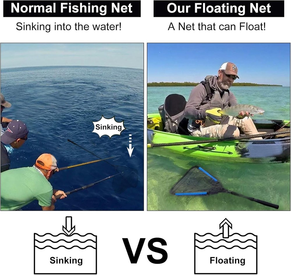 Fishing Net Fish Floating Landing Net, Kayak Nets with Fixed Foldable Telesco...