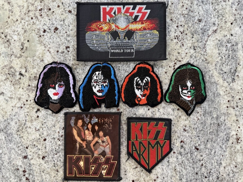 KISS 1979-83 SET OF 7 PATCHES GENE PAUL ACE PETER AUCOIN VINTAGE MEGA RARE
