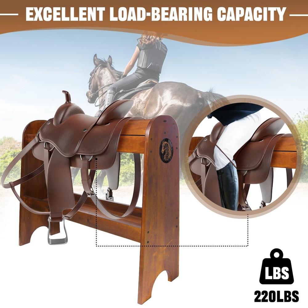 Janedream Solid Wood Saddle Rack, Horse for Western and Walnut