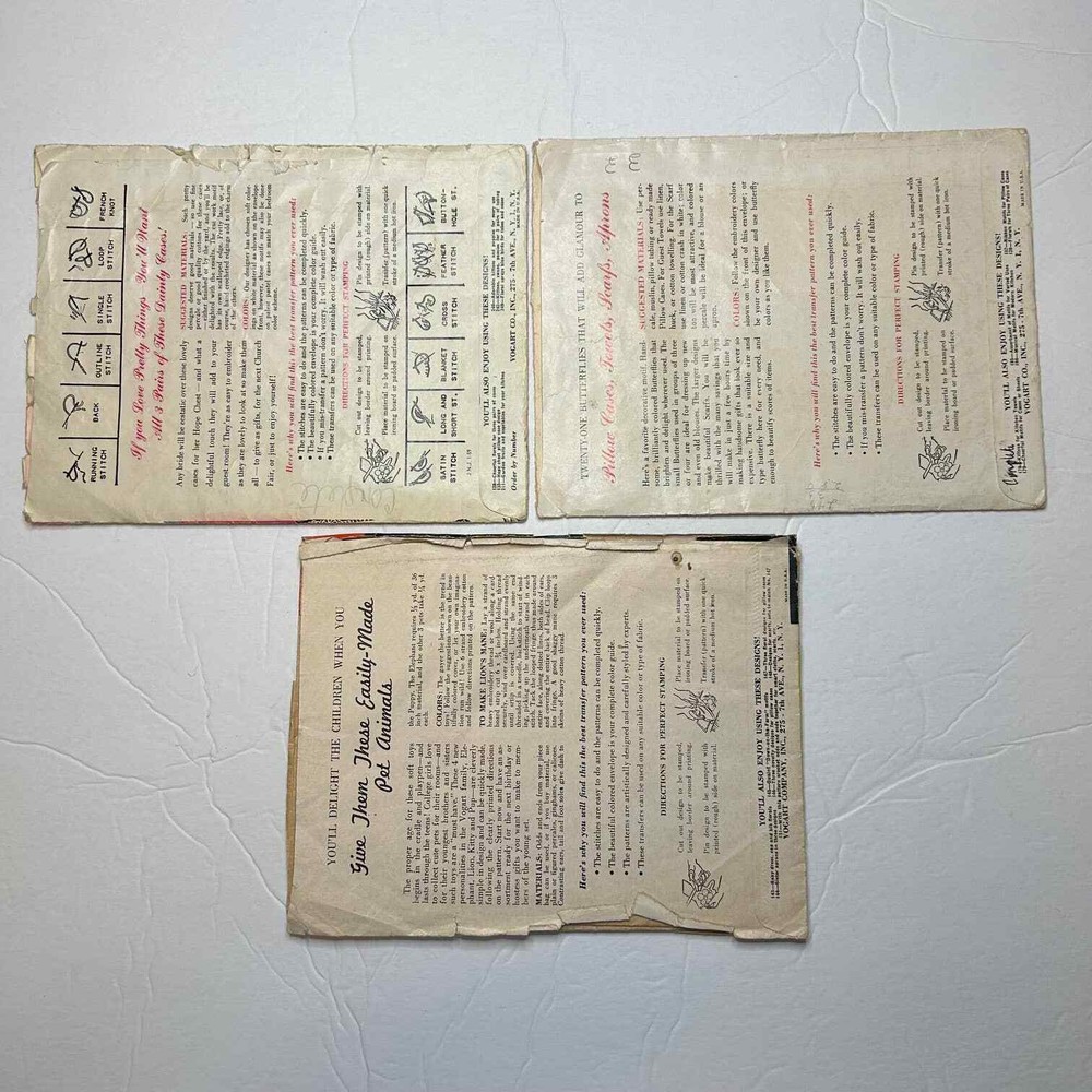 Vintage Vogart Transfer Patterns #159, #292, #202