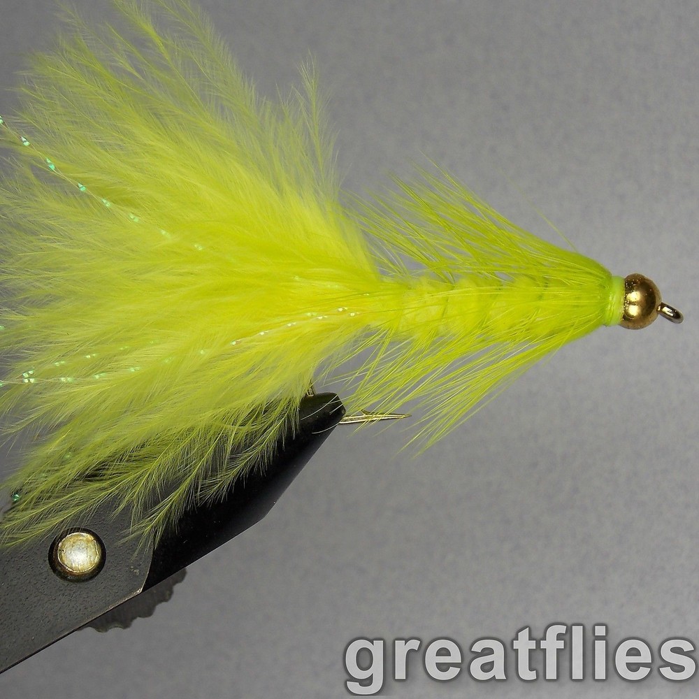 1 dozen (12) - Woolly Bugger - CHARTREUSE - Bead Head