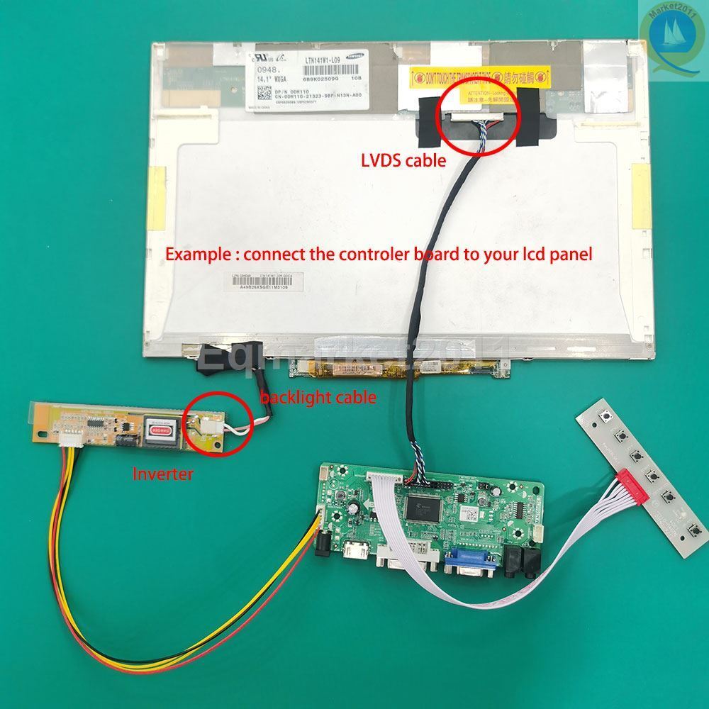 VGA DVI HD-MI LCD Display Driver Controller Board Kit for HT12X12 HT12X21