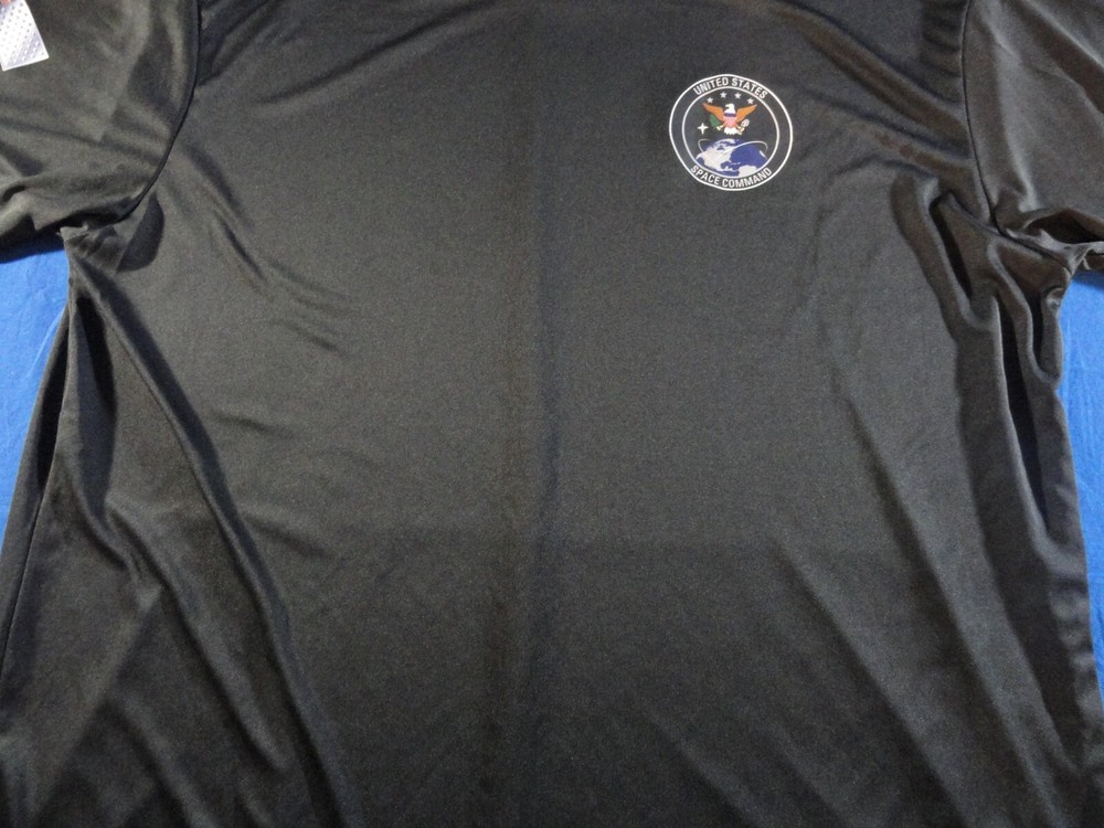 DISCONTINUED U.S. SPACE COMMAND NEVER A DAY WITHOUT SPACE BLACK UNIT SHIRT XL