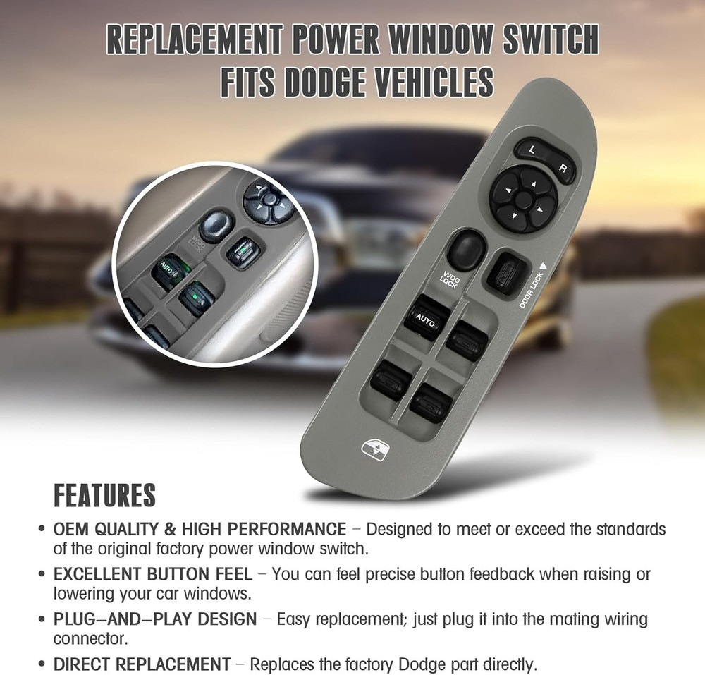 Master Power Window Switch & Bezel Kit Compatible with Dodge Ram 1500 2500 3500