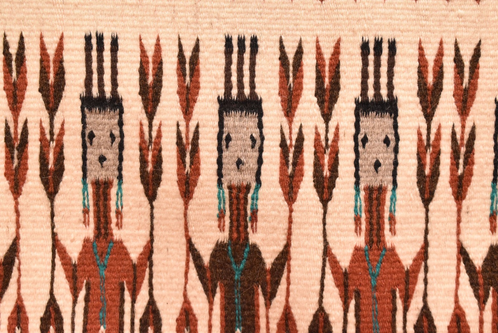 Antique Navajo Rug Native American Indian Yei Pictorial Weaving 27x22 Textile