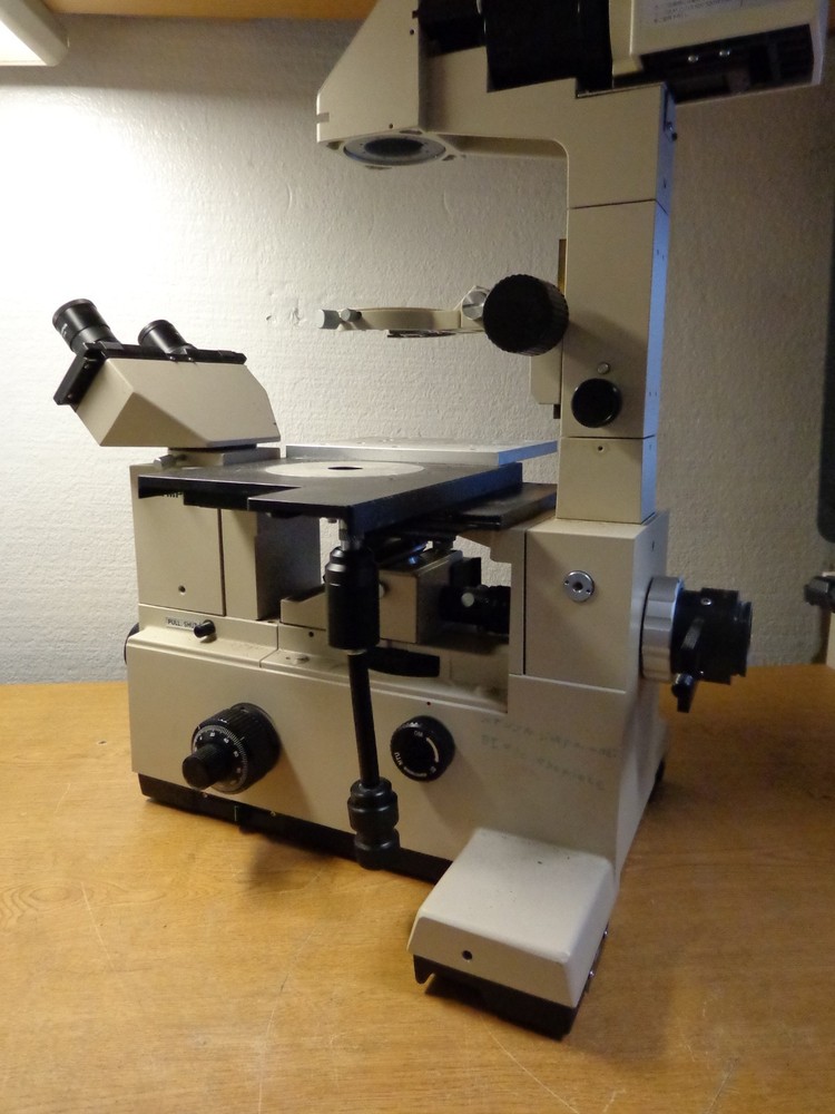 Olympus IMT-2 Inverted Microscope Stand Base with Binocular Head Stage w/Light