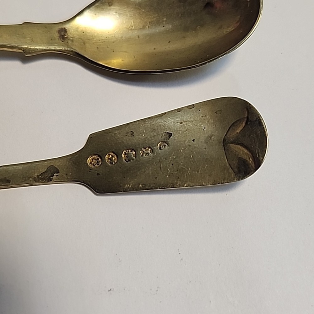 6 Dessert Spoons Antique Plated Pseudo Hallmarks