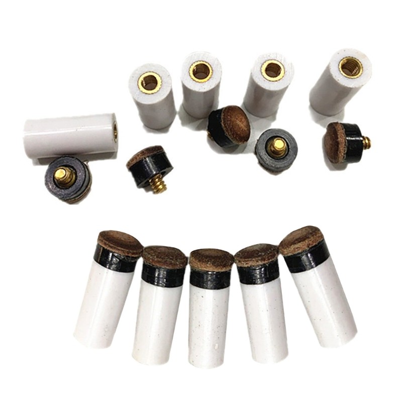 10Pcs Screw-on Cue Tips with White Pool Cue Ferrules Pool Accessory Sets