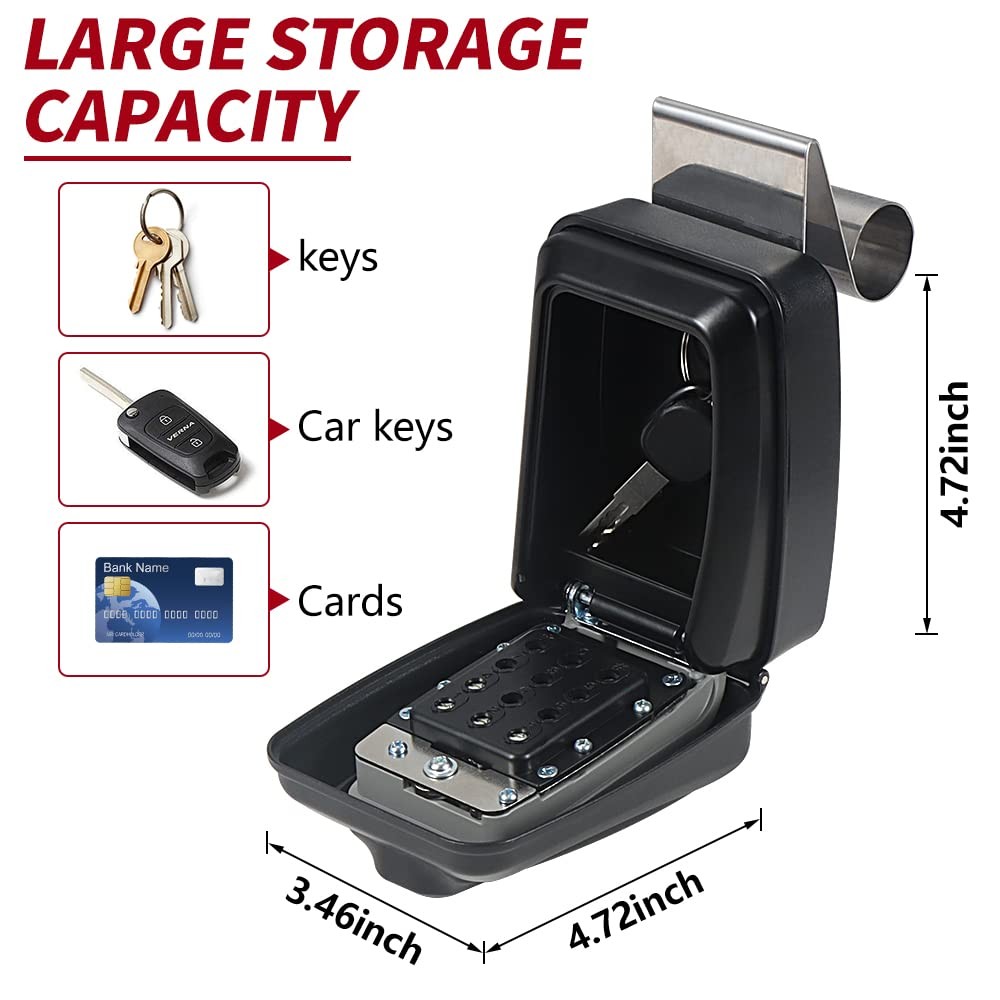 Lifronkit Car Window Punch Button Key Lock Box - Black Classic Style,