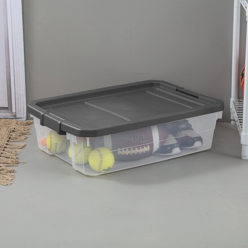 Durable Stackable Storage Bins W/ Lids 40 Quart 2 Pack Heavy Duty Clear Plastic