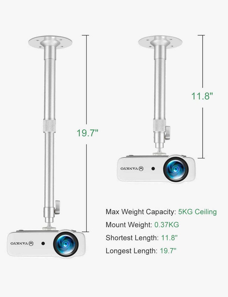 Universal Extending Projector Ceiling Mount 360° Rotatable for Home Theater