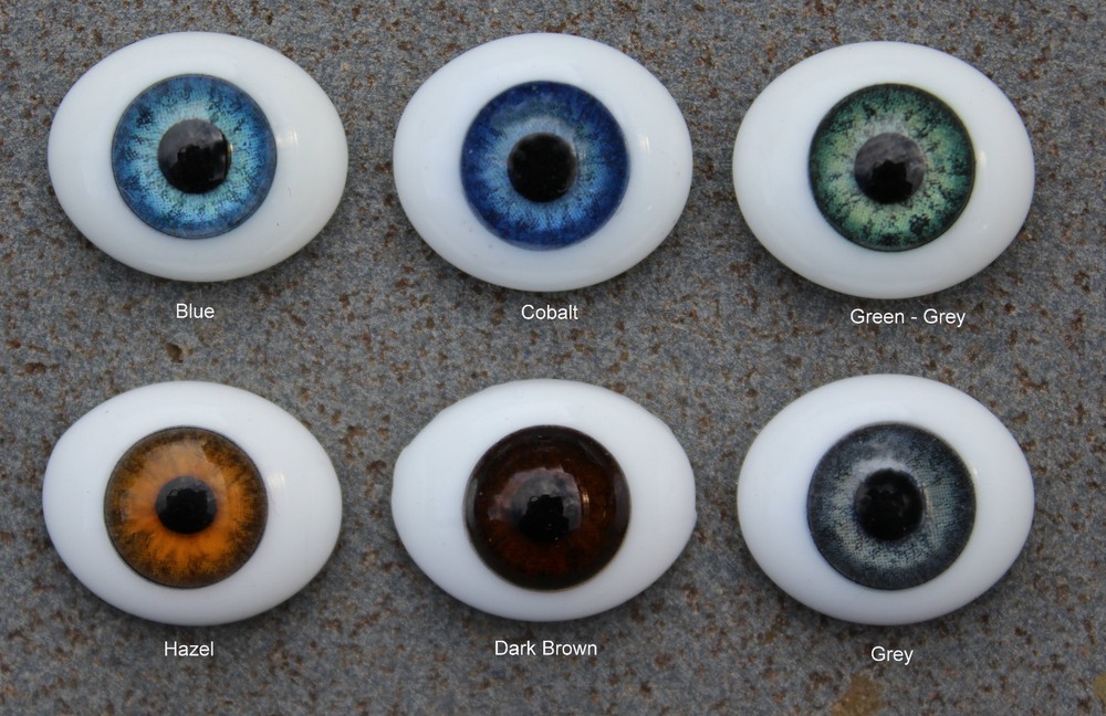 Solid Glass, Flatback Oval Paperweight Eyes - Cobalt Blue, 18mm