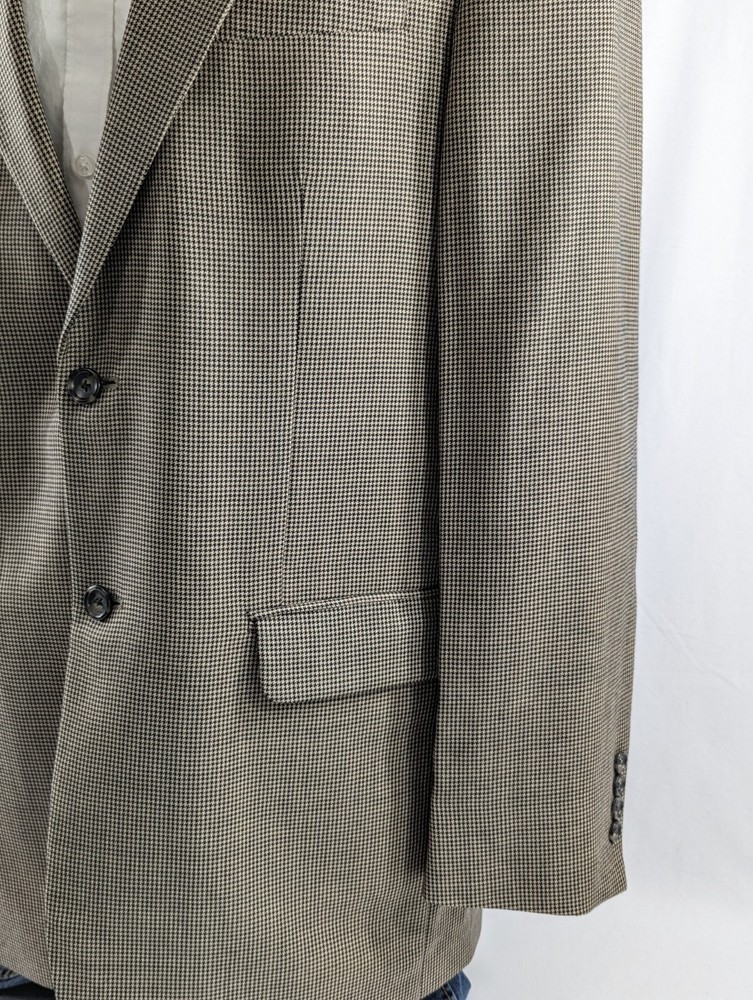 Stafford Blazer Sport Coat Two Button Jacket Wool Size 42L (46") HoundsTooth