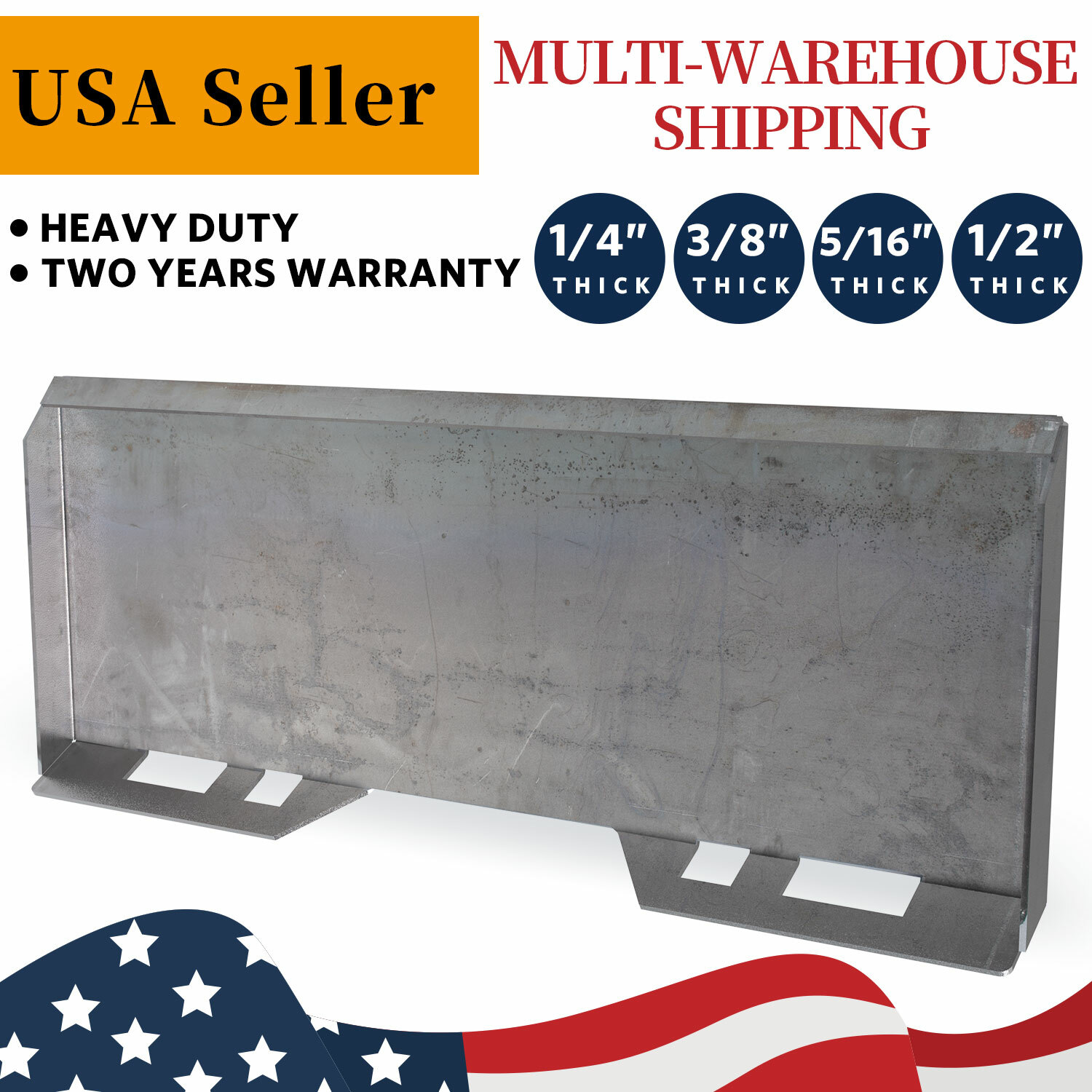 1/4" 5/16" 3/8" 1/2" Skid Steer Mount Plate Adapter Loader Quick Tach Attachment