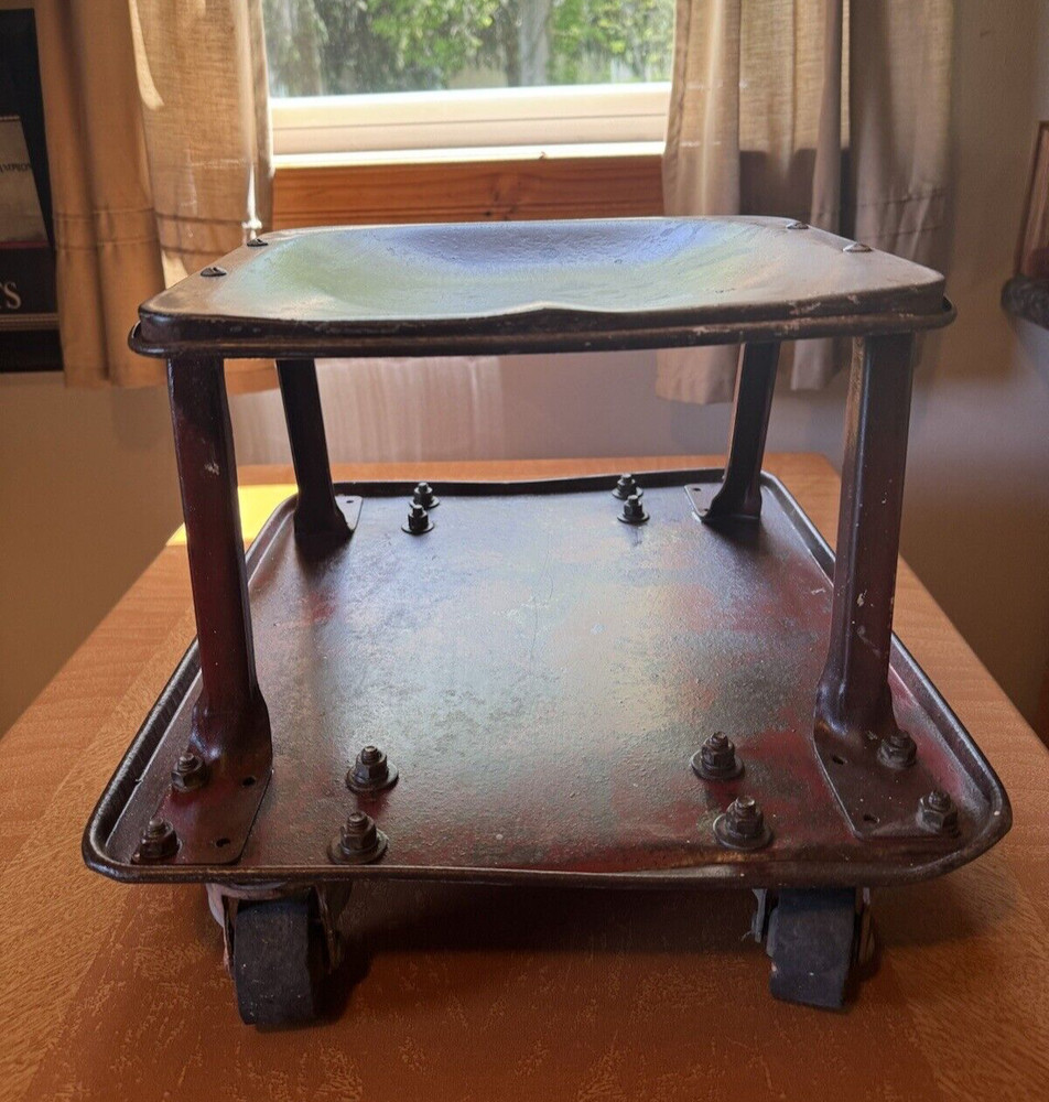 Vintage Mechanic Roll Around Metal Stool