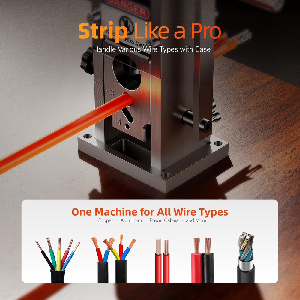 Manual Wire Stripping Machine 0.06"–1", Drill Powered or Hand Crank Wire Strippi