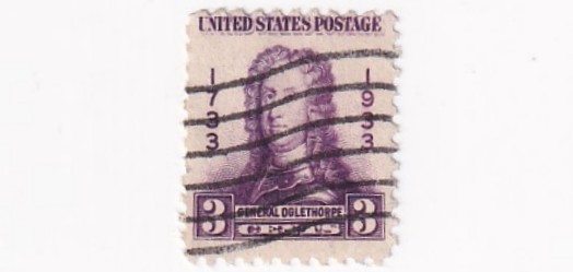 STAMPS US SCOTT 726 "General Oglethorpe" 3 CENT 1933 USED WAVE CANCEL - H