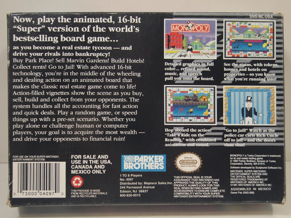 Monopoly (Super Nintendo | SNES) Authentic BOX ONLY