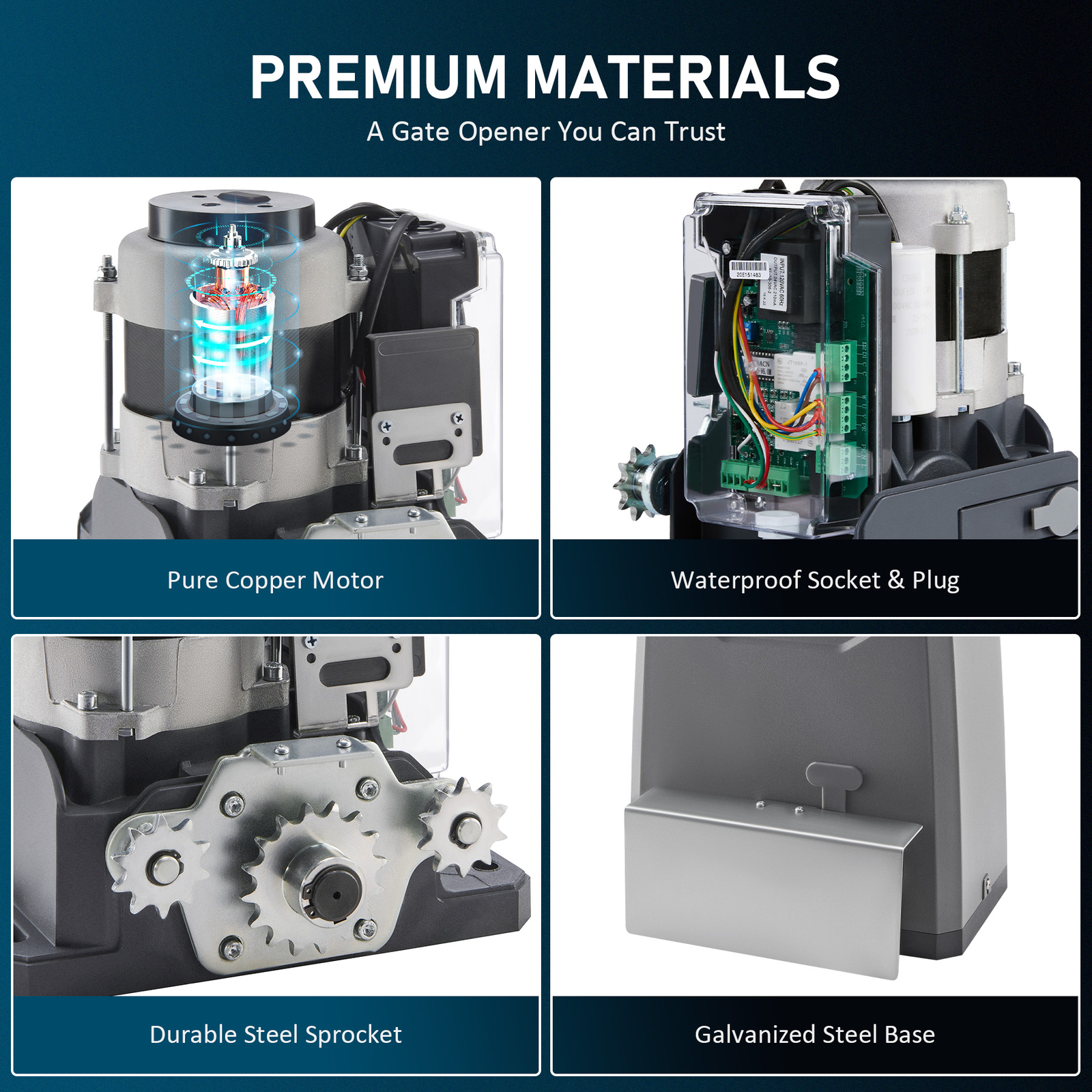 CO-Z 4400lb APP Control Automatic Sliding Gate Opener with Keypad & 4 Remotes