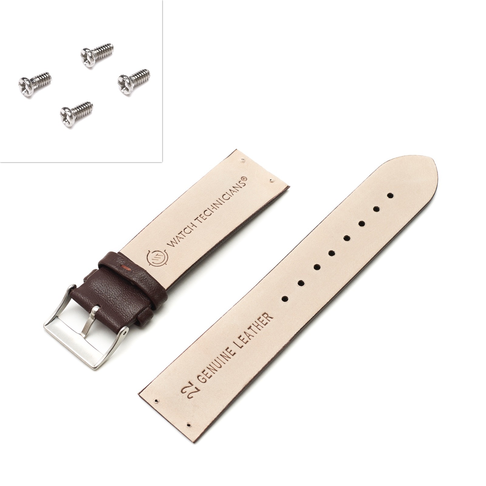 Skagen Genuine Leather Watch Strap/Band Black/Brown,4 Screws