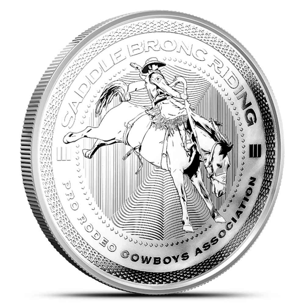 1 oz Reverse Proof Texas Mint PRCA Saddle Bronc Silver Round (Capsule, Box)
