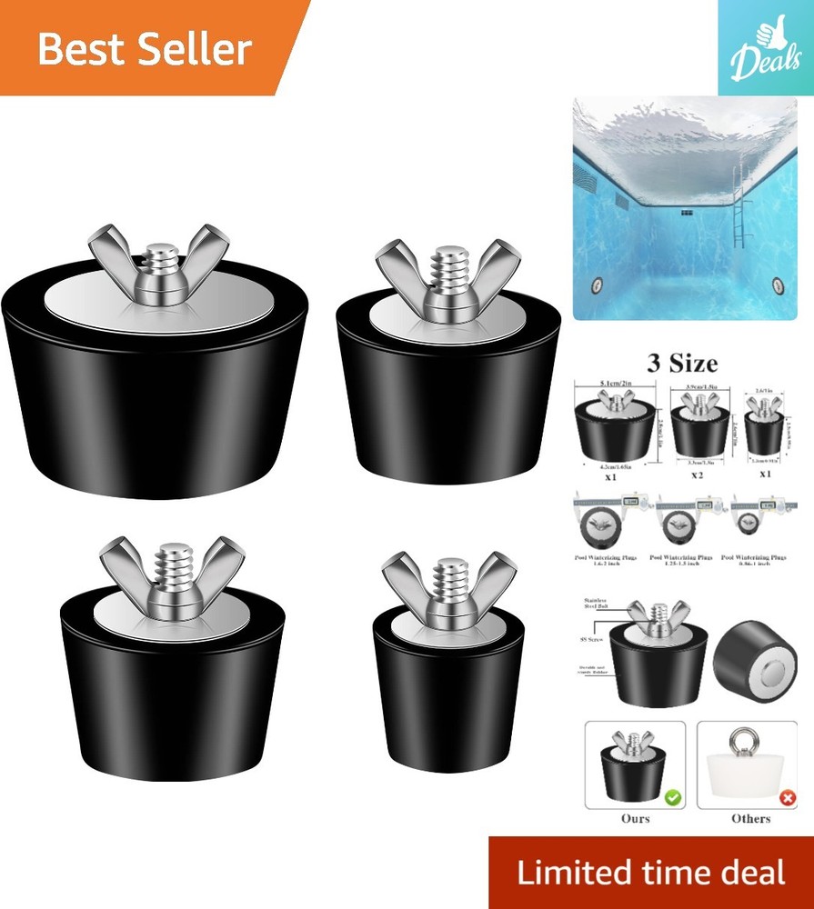 Enhanced Winterizing Pool Plugs - 4 Pack with 3 Size Options for All Pools
