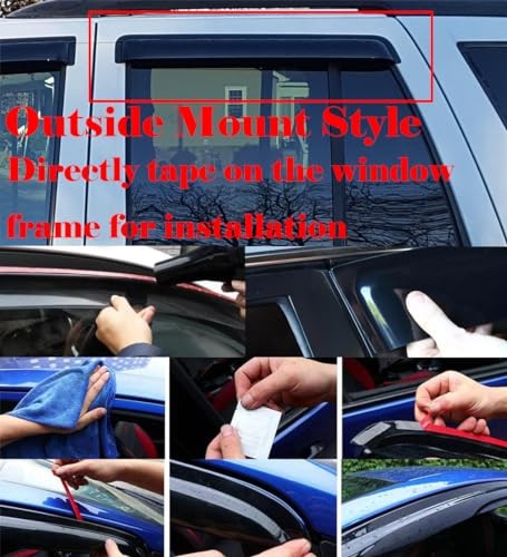 Smoke Tinted Window Visors Vent Sun Shade Rain Wind Guards Compatible with