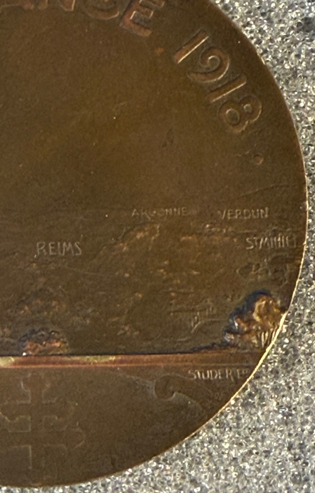 WWI France 1917–1918 Bronze Medal by M.Lordonnis 1919 AEF 60mm