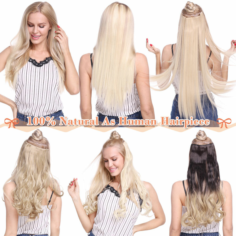 One Piece THICK 100% Real Natural Clip in Hair Extensions Full Head as human USA
